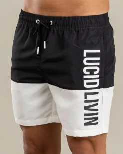 Lucid Split Elastic Waist Shorts Black New