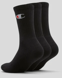 Champion Sport C Logo Crew Socks 3 Pack Black Best