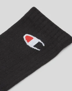 Champion Sport C Logo Crew Socks 3 Pack Black Best