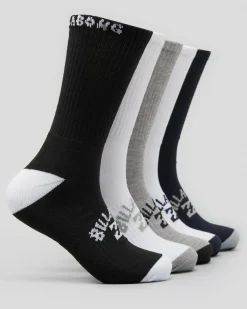 Billabong Sports Socks 5 Pack Multi New