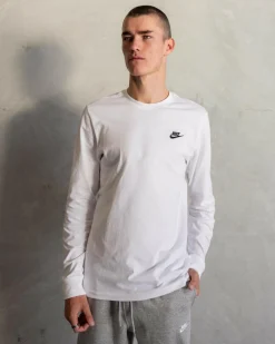 Nike Sportswear Club Long Sleeve T-Shirt White/black Outlet