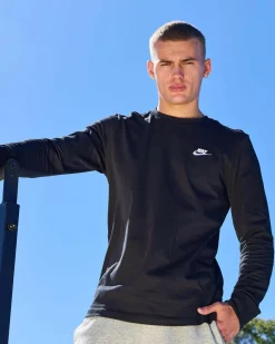 Nike Sportswear Club Long Sleeve T-Shirt Black/white Best