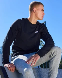 Nike Sportswear Club Long Sleeve T-Shirt Black/white Best