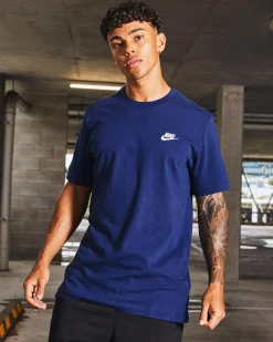 Nike Sportswear Club T-Shirt Mightnight Navy/ White Clearance