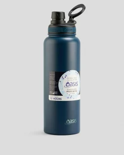 Oasis Stainless Steel 1.1L Challenger Drink Bottle Navy New
