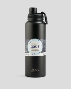 Oasis Stainless Steel 1.1L Challenger Drink Bottle Black New