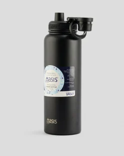 Oasis Stainless Steel 1.1L Challenger Drink Bottle Black New
