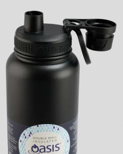 Oasis Stainless Steel 1.1L Challenger Drink Bottle Black New