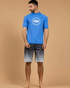 Rip Curl Stapler Short Sleeve Rash Vest Blue Gum Hot