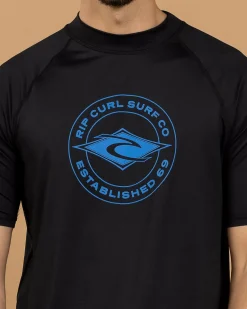 Rip Curl Stapler Short Sleeve Rash Vest Black Outlet