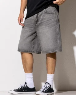Wrangler Steezy Relaxed Denim Short Black Top Grey Hot