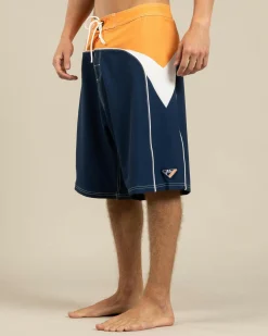Rusty Straight Pipe Fixed Waist Board Shorts Navy Blue Online