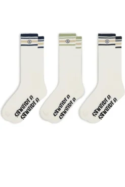 S-Double Stripe S-Dot Socks 3 Pack Navy/black/sage Hot
