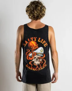 Salty Life Sunken Singlet Black Acid Best