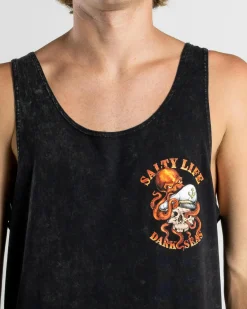 Salty Life Sunken Singlet Black Acid Best
