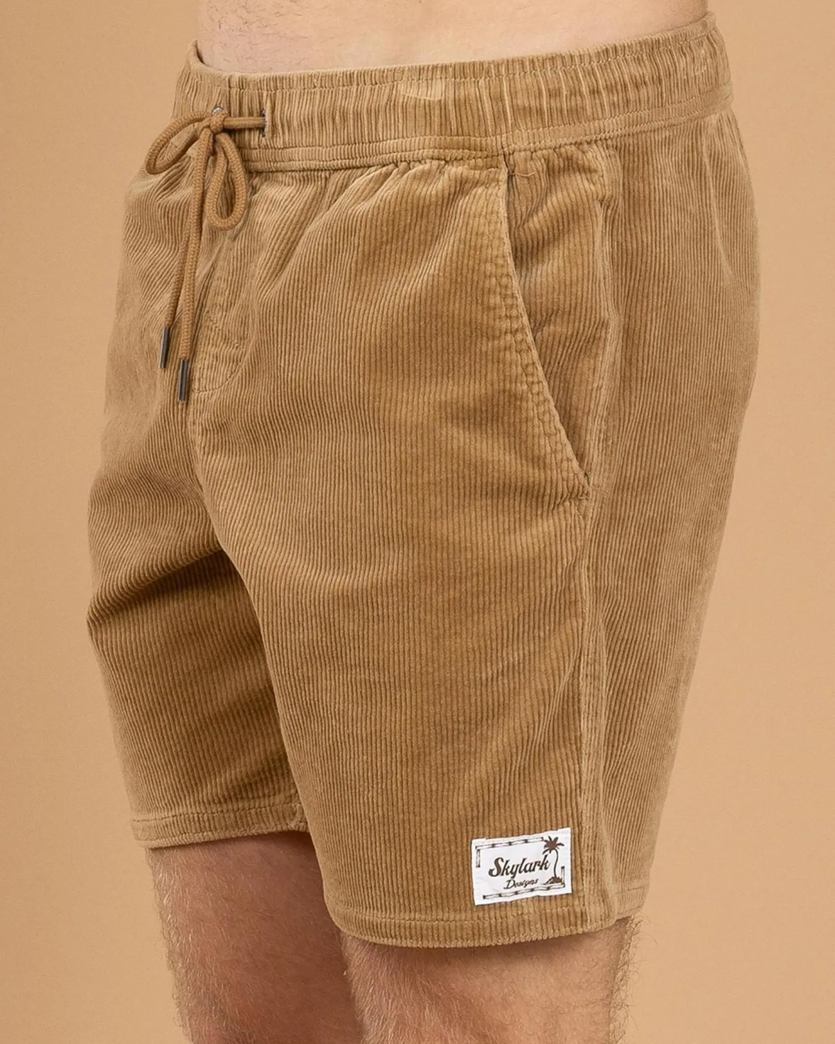 Skylark Tether Elastic Waist Shorts Tan New