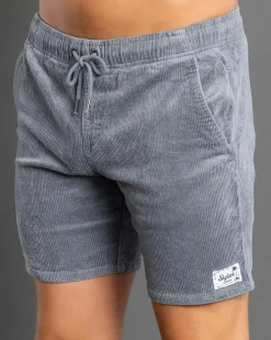 Skylark Texture Elastic Waist Shorts Slate Blue Discount