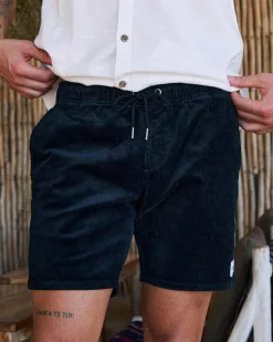 Skylark Texture Elastic Waist Shorts Black