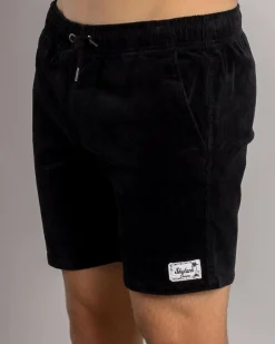 Skylark Texture Elastic Waist Shorts Black