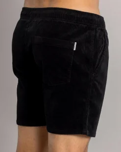 Skylark Texture Elastic Waist Shorts Black