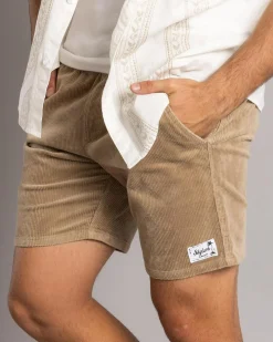 Skylark Texture Elastic Waist Shorts Tan