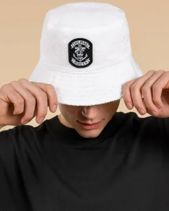 The Mad Hueys The Sailor Anchor Reversible Terry Bucket Hat White Clearance