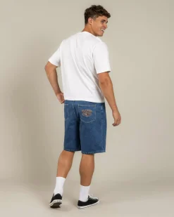 Happy Hour Thrift Denim Shorts Washed Blue New