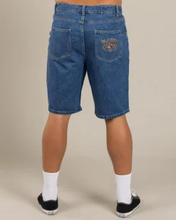 Happy Hour Thrift Denim Shorts Washed Blue New