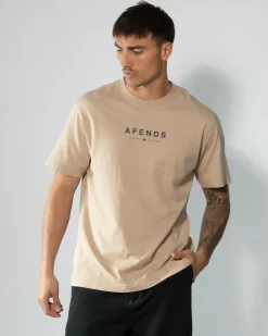 Afends Thrown Out T-Shirt Taupe/black Outlet