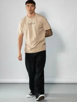 Afends Thrown Out T-Shirt Taupe/black Outlet