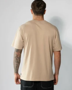 Afends Thrown Out T-Shirt Taupe/black Outlet