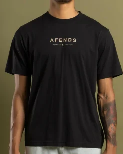 Afends Thrown Out T-Shirt Black/taupe New