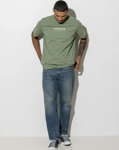 Afends Thrown Out T-Shirt Oil Green Online