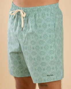 Rhythm Tile Beach Shorts Sea Foam New