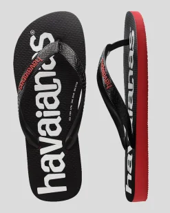 Havaianas Top Logomania 2 Thongs Black/ruby Red Best