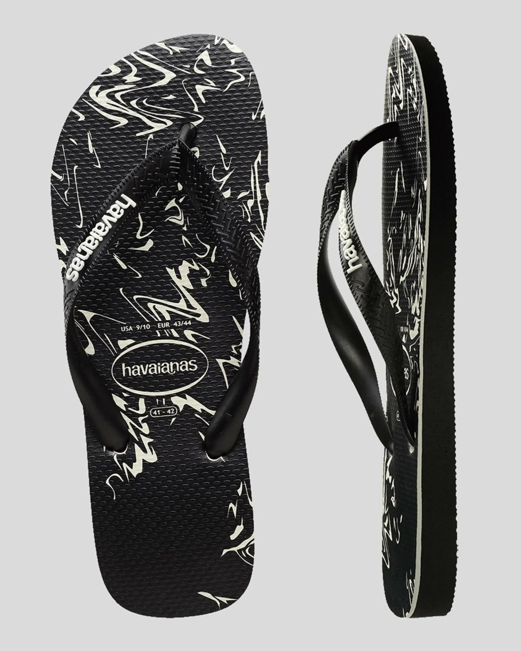 Havaianas Top Marble Thongs Black/black/white Discount