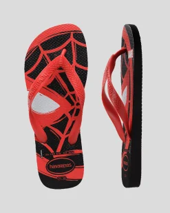 Havaianas Top Marvel Spiderman Thongs Black/ruby Red Hot
