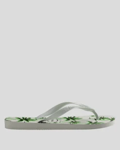 Havaianas Top Print Aloha Thongs White/green Discount