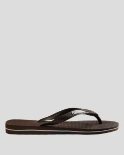 Havaianas Top Rubber Logo Thongs Brown New