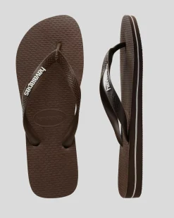 Havaianas Top Rubber Logo Thongs Brown New