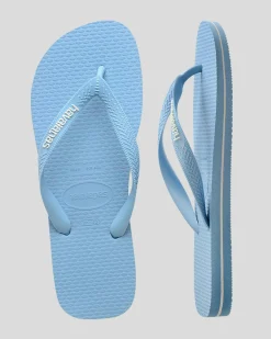 Havaianas Top Rubber Logo Thongs Light Blue/white New