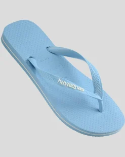 Havaianas Top Rubber Logo Thongs Light Blue/white New