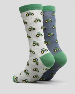 John Deere Tractor Row Fashion Socks Crew 2 Pack Multi Best