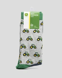 John Deere Tractor Row Fashion Socks Crew 2 Pack Multi Best