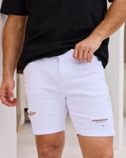 Lucid Trapper Denim Walk Shorts White Clearance