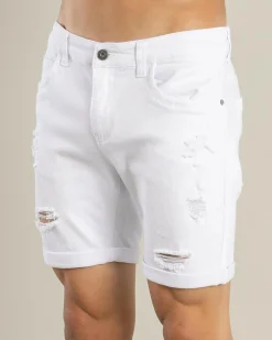 Lucid Trapper Denim Walk Shorts White Clearance