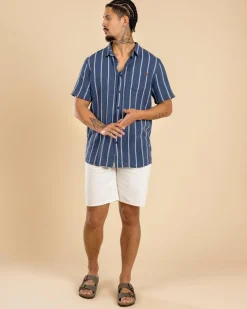 Skylark Trinity Short Sleeve Shirt Washed Navy/white