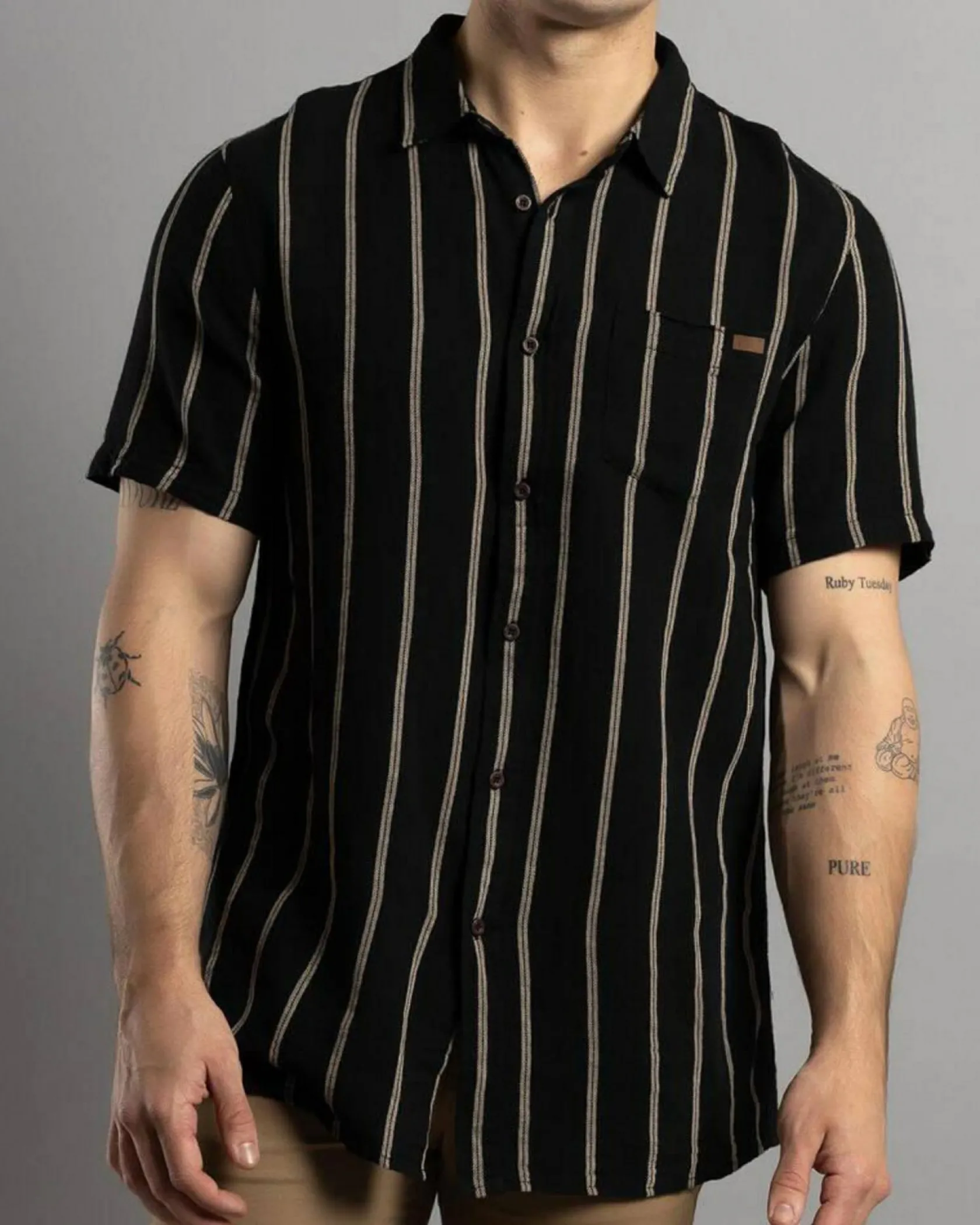 Skylark Trinity Short Sleeve Shirt Black/tan New