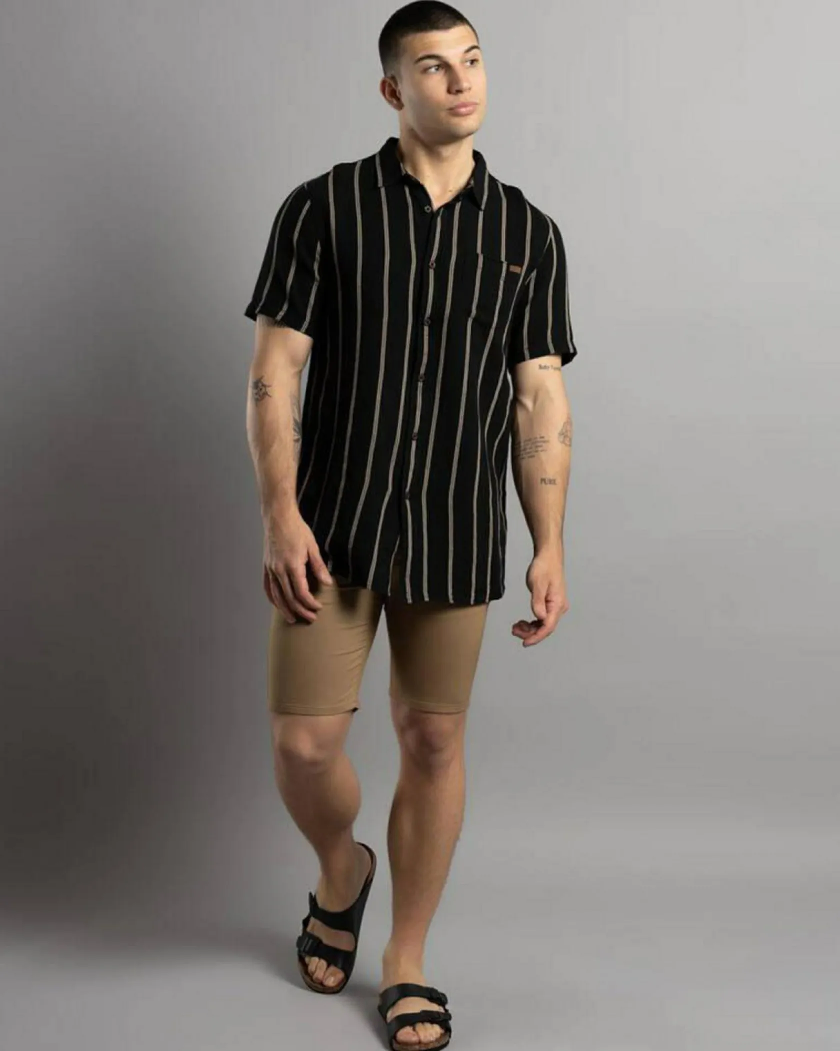 Skylark Trinity Short Sleeve Shirt Black/tan New