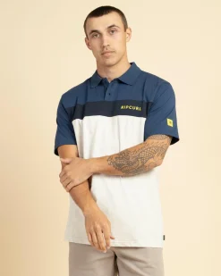 Rip Curl Undertow Panel Polo Shirt Grey Marle/navy Clearance